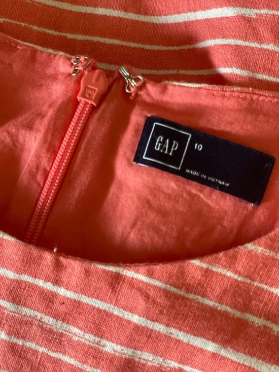 Gap Size 10 Coral and White Striped Sleeveless Fit & Flare Dress - Picture 3 of 3